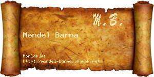 Mendel Barna névjegykártya